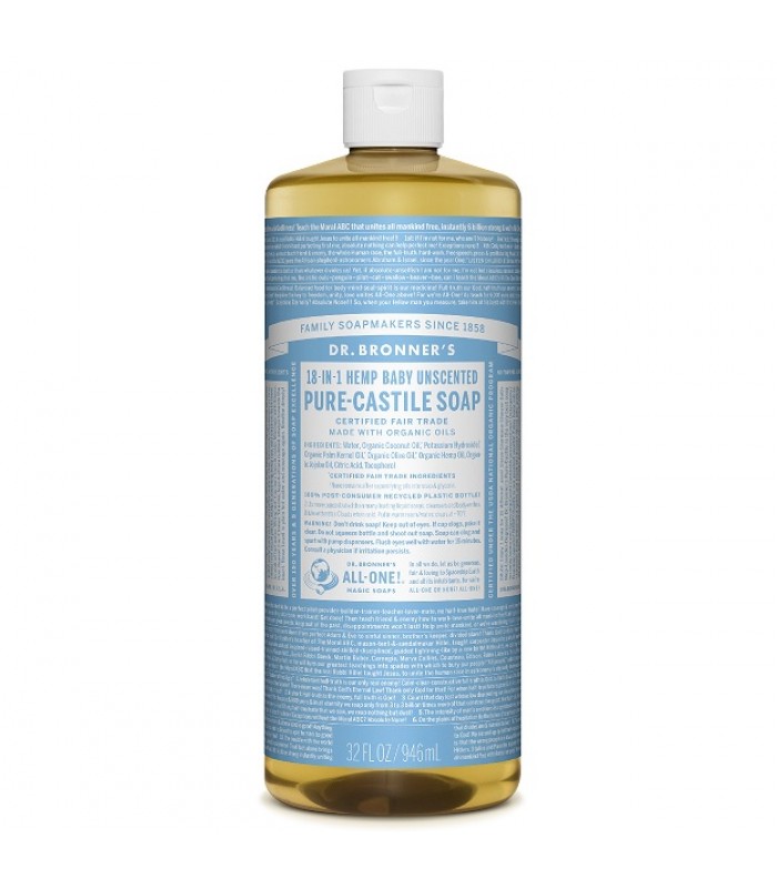 Dr Bronner's BABY UNSCENTED Pure-Castile Liquid Soap 32 oz